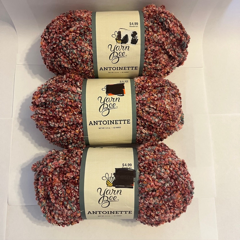 3 NEW Yarn Bee Antionette Boucle Yarn | Pink Punch Color | 186 Yds Discontinued